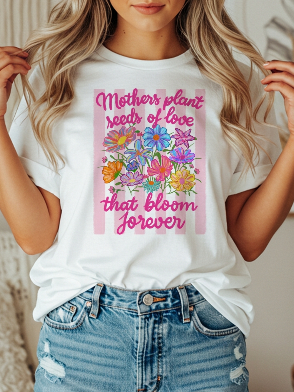 Mothers Plant Seeds of Love Graphic Tee - White